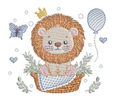 Lion in basket embroidery design  – 7 Sizes - FineryEmbroidery